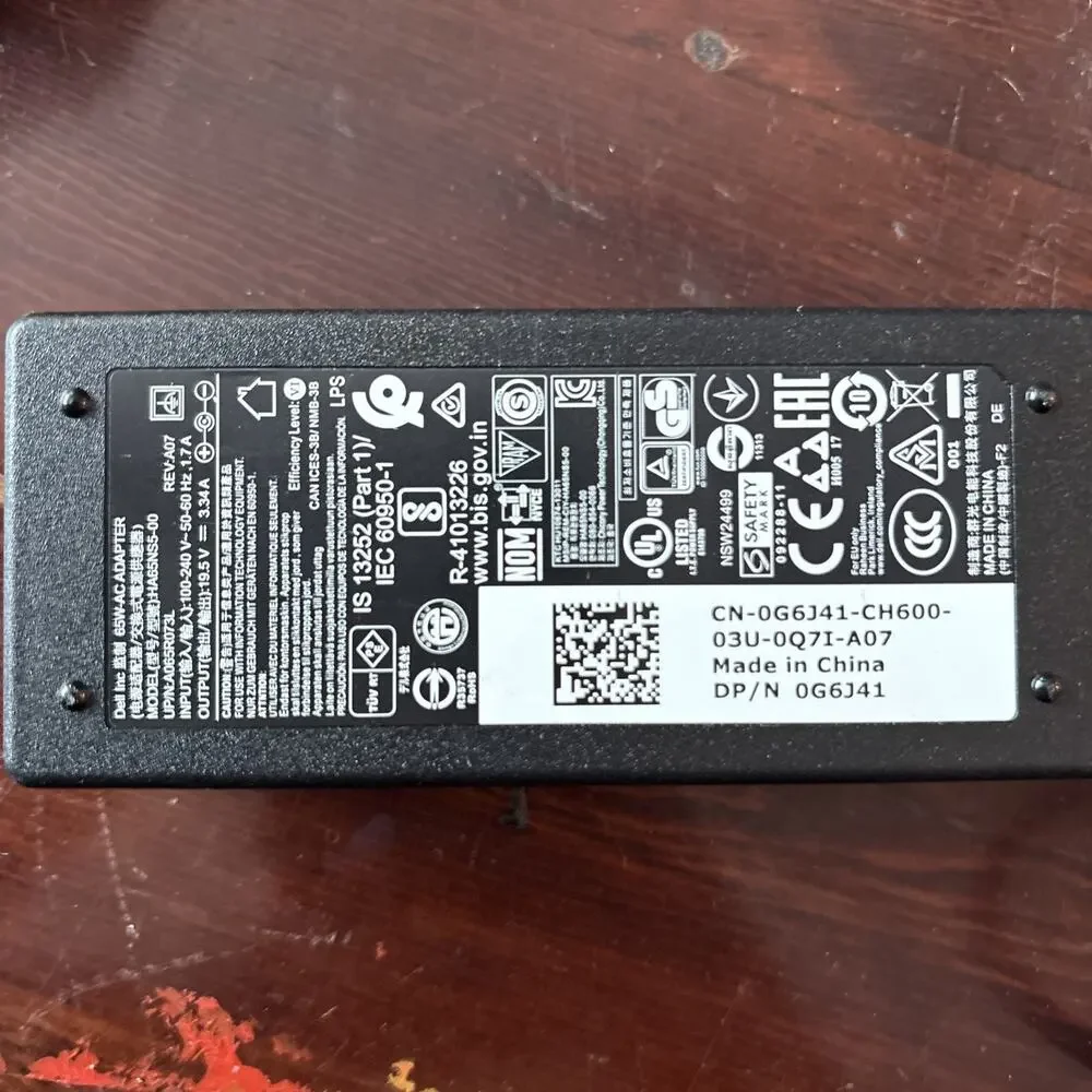 Original Dell 65W Laptop Charger HA65NS5-00 0G6J41 19.5V 3.34A 7.4mm Large Tip